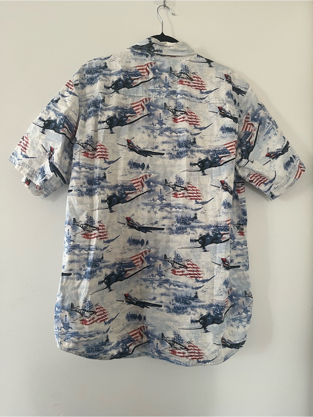 Red Head USA Airplane Button Up Shirt Large Patriotic 100% Cotton 4th of July - Picture 5 of 6